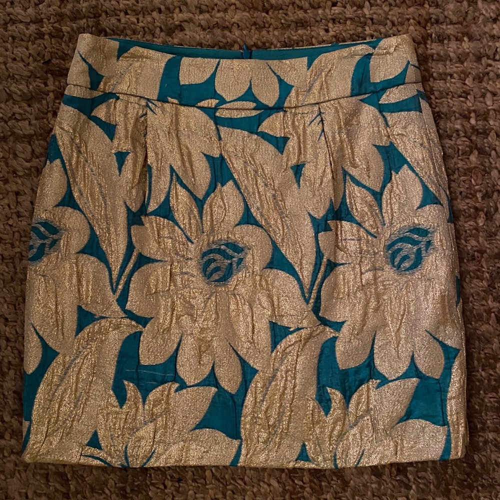 💛 🩵 Trina Turk Gold & turquoise mini skirt